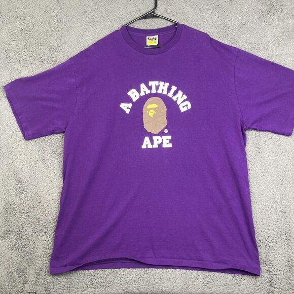 A Bathing Ape Shirt Mens 3XL Purple BAPE Graphic Ape Head Japan Streetwear Tee - Picture 1 of 15